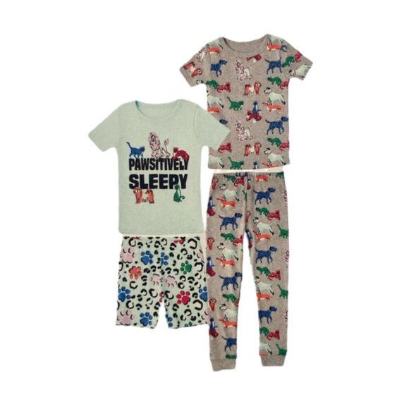 NEW Member's Mark Girls 4 Piece Organic Cotton Pajama Set Dogs & Cats - Picture 4 of 10